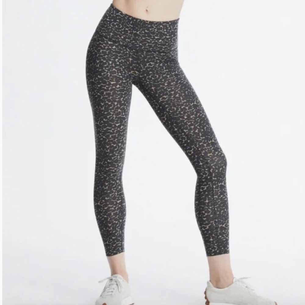 VARLEY Leopard Let's Move High Rise Leggings Black brown tan cheetah M